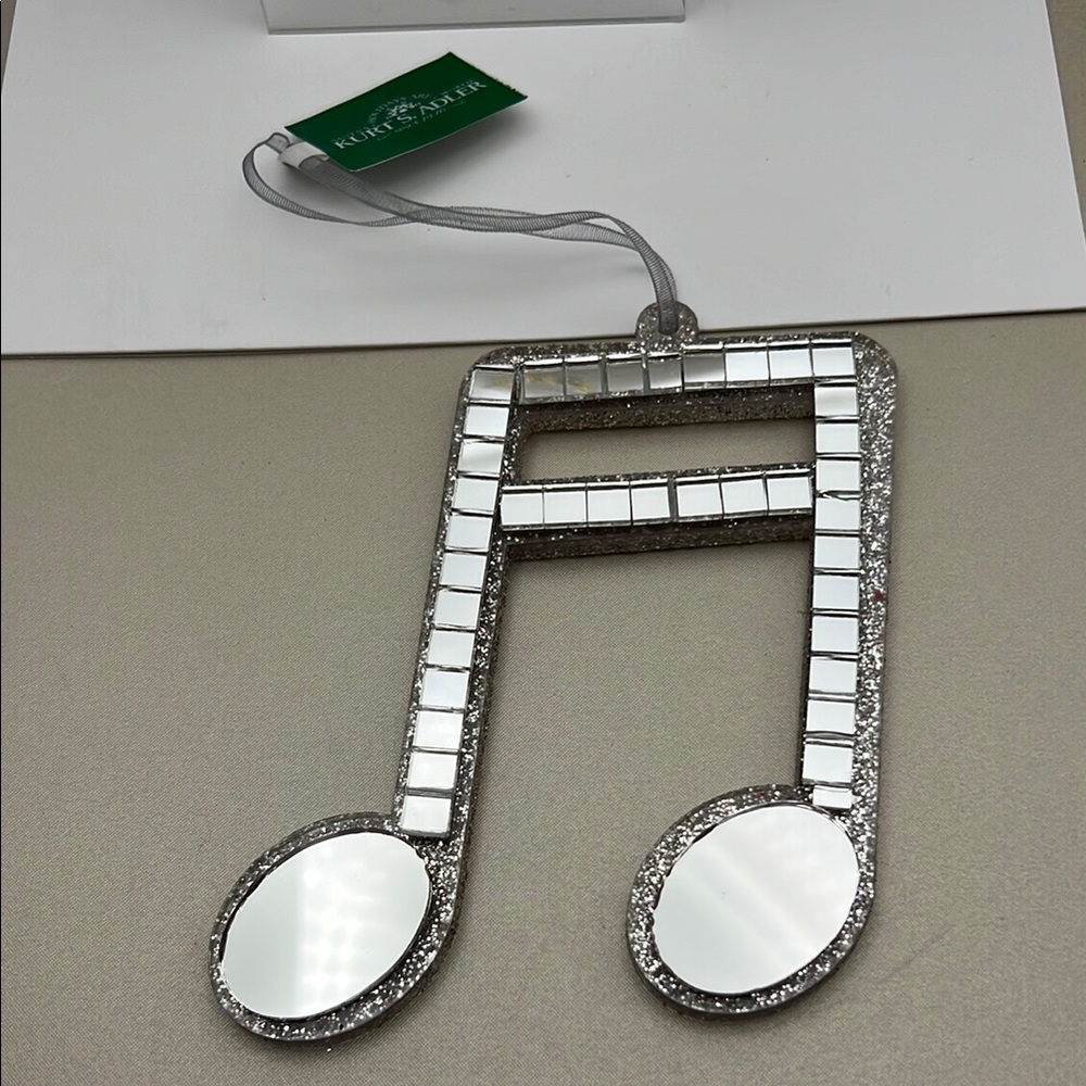Silver / Glitter / Mirrors Music Note Ornament 4.5” H x 4.5” W x .25” D